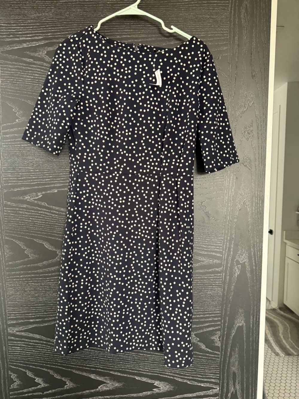 Banana Republic Navy and White Polka Dot Midi Dress
